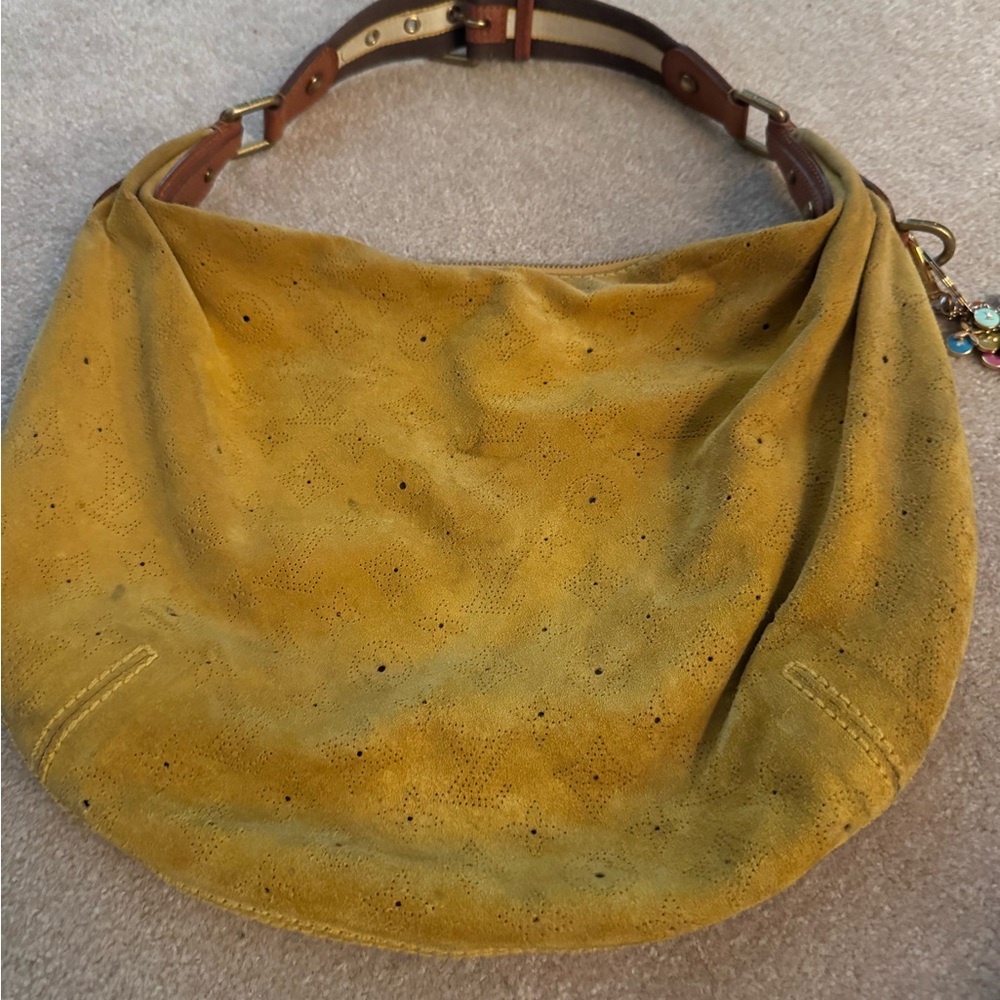 Louis Vuitton Yellow Suede Hobo Bag
